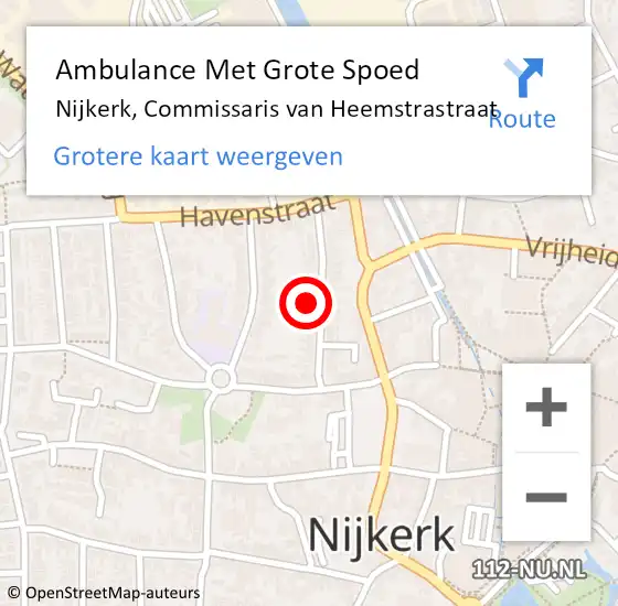 Locatie op kaart van de 112 melding: Ambulance Met Grote Spoed Naar Nijkerk, Commissaris van Heemstrastraat op 15 mei 2022 20:08