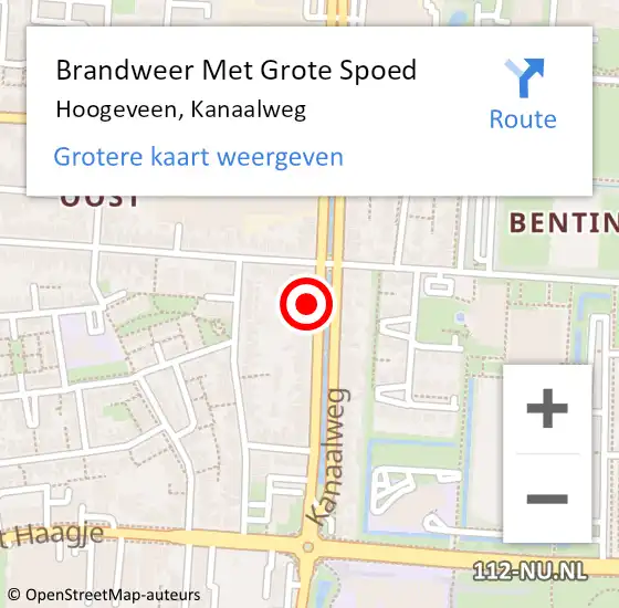 Locatie op kaart van de 112 melding: Brandweer Met Grote Spoed Naar Hoogeveen, Kanaalweg op 15 mei 2022 20:16