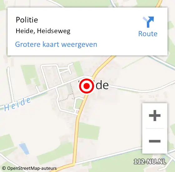 Locatie op kaart van de 112 melding: Politie Heide, Heidseweg op 15 mei 2022 20:50