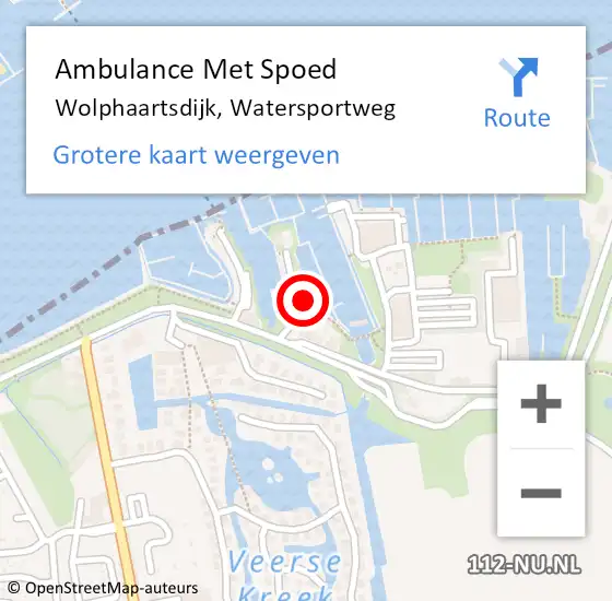 Locatie op kaart van de 112 melding: Ambulance Met Spoed Naar Wolphaartsdijk, Watersportweg op 17 juli 2014 12:57