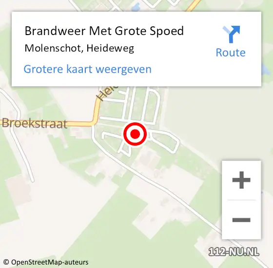 Locatie op kaart van de 112 melding: Brandweer Met Grote Spoed Naar Molenschot, Heideweg op 15 mei 2022 21:03