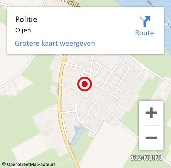 Locatie op kaart van de 112 melding: Politie Oijen op 17 juli 2014 13:00