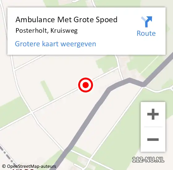 Locatie op kaart van de 112 melding: Ambulance Met Grote Spoed Naar Posterholt, Kruisweg op 15 mei 2022 21:38