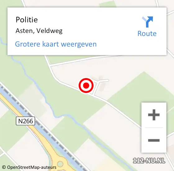 Locatie op kaart van de 112 melding: Politie Asten, Veldweg op 15 mei 2022 21:41