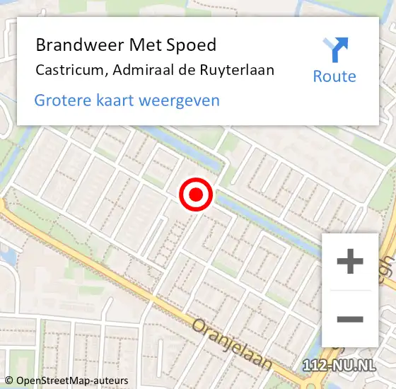 Locatie op kaart van de 112 melding: Brandweer Met Spoed Naar Castricum, Admiraal de Ruyterlaan op 15 mei 2022 21:48