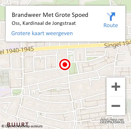 Locatie op kaart van de 112 melding: Brandweer Met Grote Spoed Naar Oss, Kardinaal de Jongstraat op 15 mei 2022 21:49