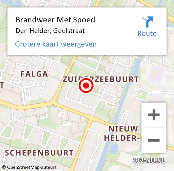 Locatie op kaart van de 112 melding: Brandweer Met Spoed Naar Den Helder, Geulstraat op 15 mei 2022 22:11