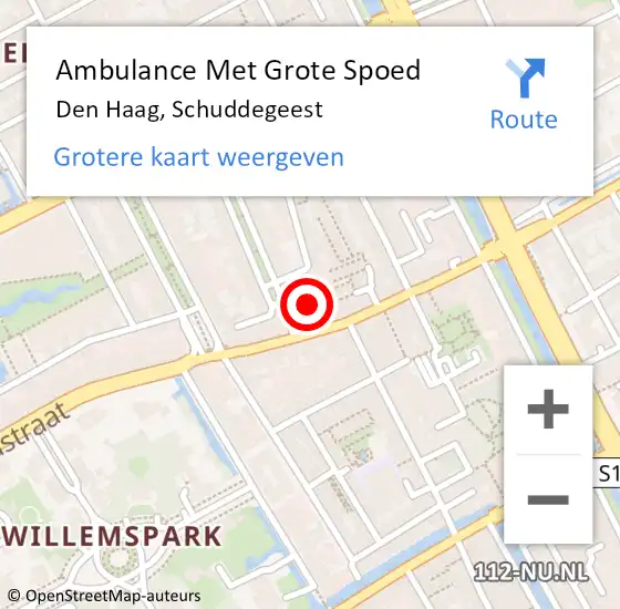 Locatie op kaart van de 112 melding: Ambulance Met Grote Spoed Naar Den Haag, Schuddegeest op 15 mei 2022 22:31