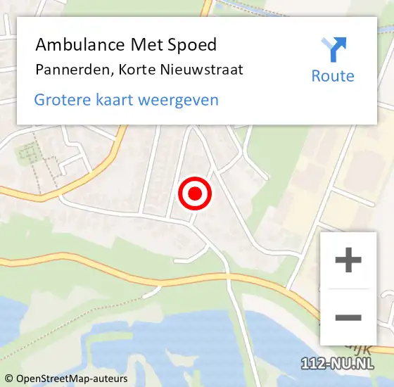 Locatie op kaart van de 112 melding: Ambulance Met Spoed Naar Pannerden, Korte Nieuwstraat op 8 oktober 2013 15:49