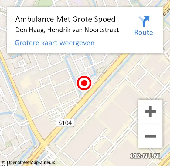 Locatie op kaart van de 112 melding: Ambulance Met Grote Spoed Naar Den Haag, Hendrik van Noortstraat op 15 mei 2022 22:51