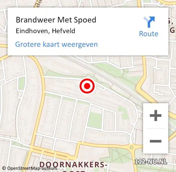 Locatie op kaart van de 112 melding: Brandweer Met Spoed Naar Eindhoven, Hefveld op 15 mei 2022 23:50