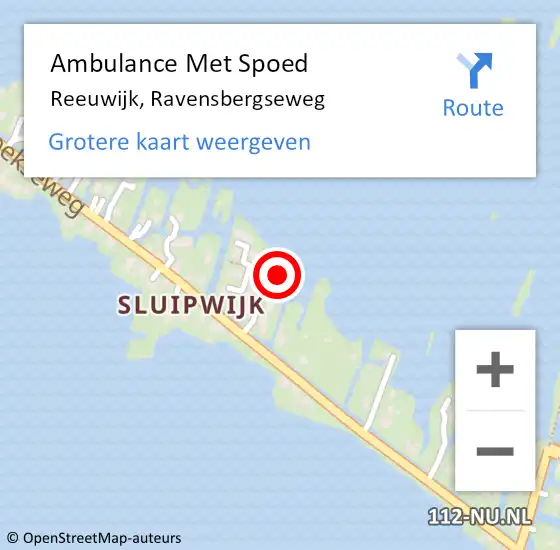 Locatie op kaart van de 112 melding: Ambulance Met Spoed Naar Reeuwijk, Ravensbergseweg op 16 mei 2022 01:59