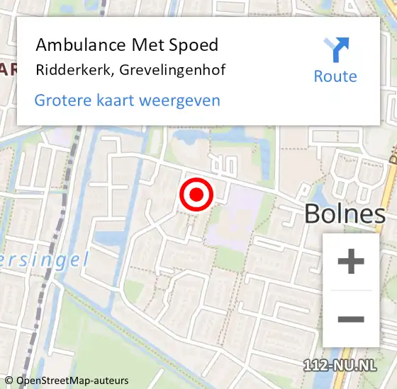 Locatie op kaart van de 112 melding: Ambulance Met Spoed Naar Ridderkerk, Grevelingenhof op 16 mei 2022 02:54