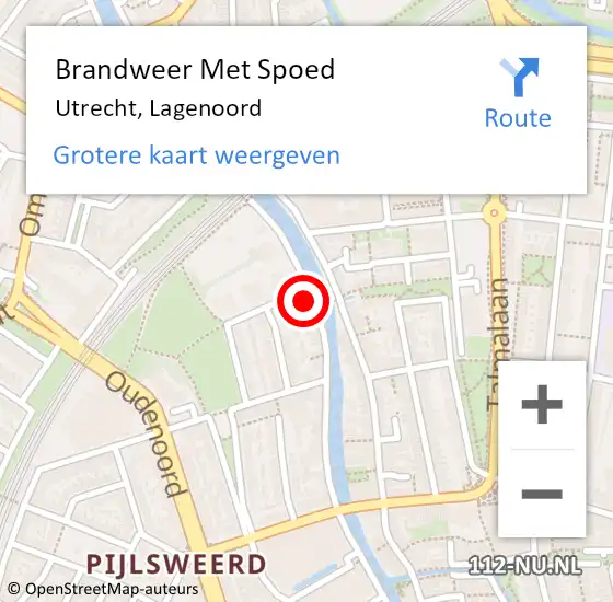 Locatie op kaart van de 112 melding: Brandweer Met Spoed Naar Utrecht, Lagenoord op 16 mei 2022 03:04