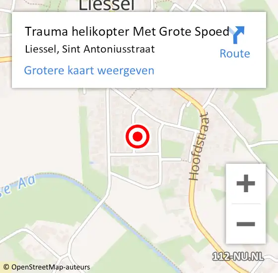 Locatie op kaart van de 112 melding: Trauma helikopter Met Grote Spoed Naar Liessel, Sint Antoniusstraat op 16 mei 2022 03:20