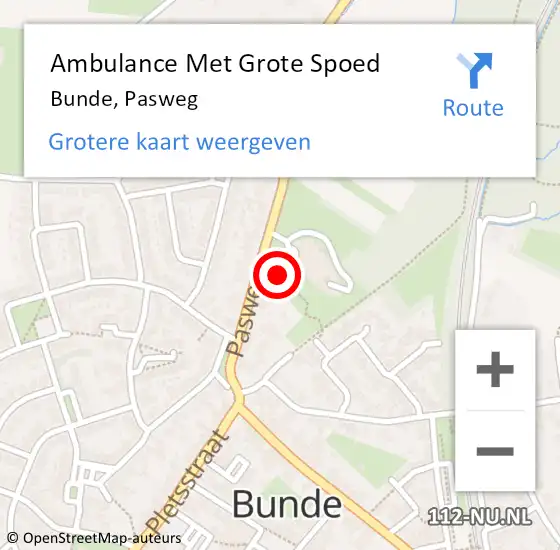 Locatie op kaart van de 112 melding: Ambulance Met Grote Spoed Naar Bunde, Pasweg op 17 juli 2014 13:16