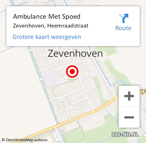 Locatie op kaart van de 112 melding: Ambulance Met Spoed Naar Zevenhoven, Heemraadstraat op 16 mei 2022 05:30