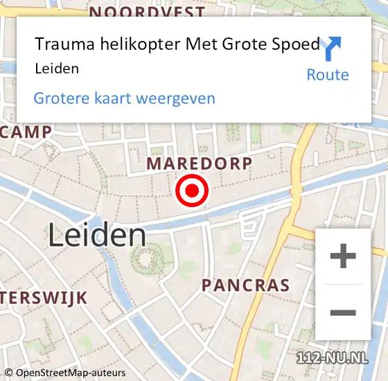 Locatie op kaart van de 112 melding: Trauma helikopter Met Grote Spoed Naar Leiden op 16 mei 2022 06:28