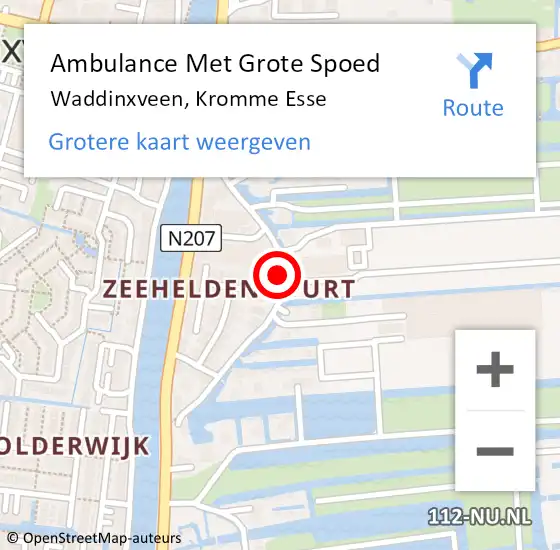 Locatie op kaart van de 112 melding: Ambulance Met Grote Spoed Naar Waddinxveen, Kromme Esse op 16 mei 2022 06:36