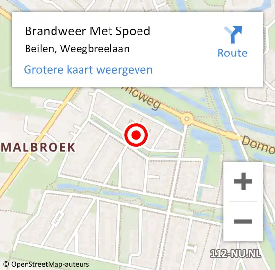 Locatie op kaart van de 112 melding: Brandweer Met Spoed Naar Beilen, Weegbreelaan op 16 mei 2022 06:38