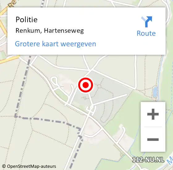 Locatie op kaart van de 112 melding: Politie Renkum, Hartenseweg op 16 mei 2022 06:51