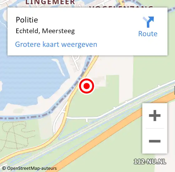 Locatie op kaart van de 112 melding: Politie Echteld, Meersteeg op 16 mei 2022 07:07