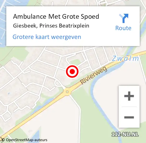 Locatie op kaart van de 112 melding: Ambulance Met Grote Spoed Naar Giesbeek, Prinses Beatrixplein op 16 mei 2022 07:16