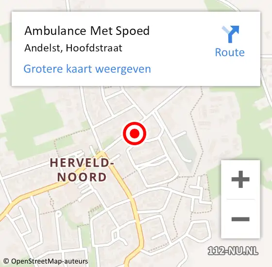 Locatie op kaart van de 112 melding: Ambulance Met Spoed Naar Andelst, Hoofdstraat op 16 mei 2022 07:19