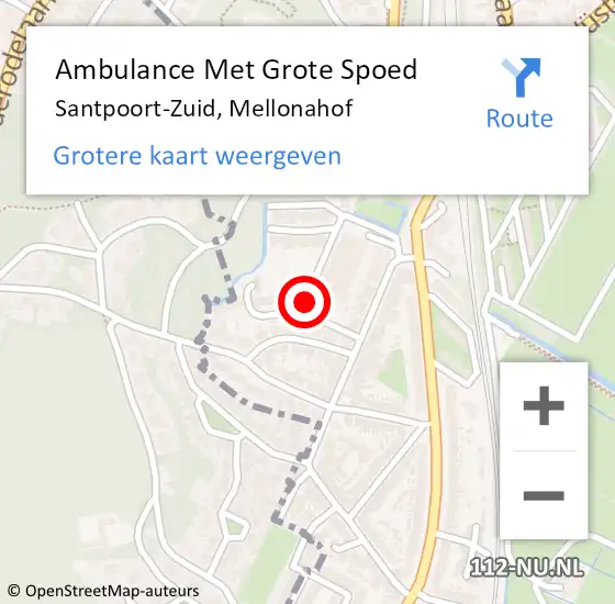 Locatie op kaart van de 112 melding: Ambulance Met Grote Spoed Naar Santpoort-Zuid, Mellonahof op 16 mei 2022 07:23