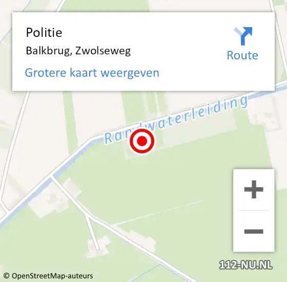 Locatie op kaart van de 112 melding: Politie Balkbrug, Zwolseweg op 16 mei 2022 07:44