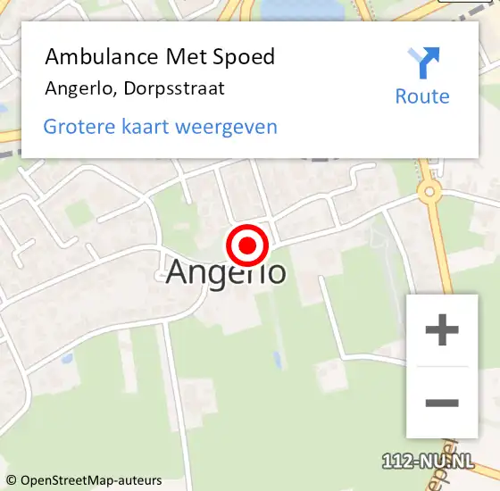 Locatie op kaart van de 112 melding: Ambulance Met Spoed Naar Angerlo, Dorpsstraat op 16 mei 2022 07:50