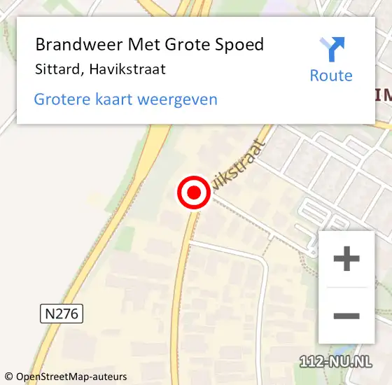 Locatie op kaart van de 112 melding: Brandweer Met Grote Spoed Naar Sittard, Havikstraat op 16 mei 2022 07:59