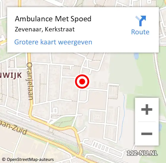 Locatie op kaart van de 112 melding: Ambulance Met Spoed Naar Zevenaar, Kerkstraat op 16 mei 2022 08:02