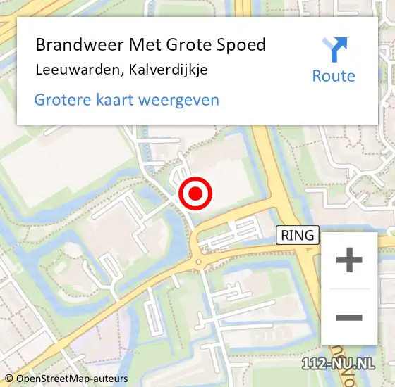 Locatie op kaart van de 112 melding: Brandweer Met Grote Spoed Naar Leeuwarden, Kalverdijkje op 16 mei 2022 08:11