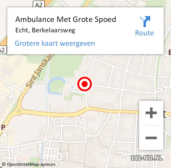 Locatie op kaart van de 112 melding: Ambulance Met Grote Spoed Naar Echt, Berkelaarsweg op 17 juli 2014 13:26