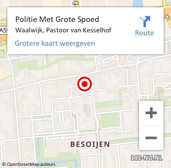 Locatie op kaart van de 112 melding: Politie Met Grote Spoed Naar Waalwijk, Pastoor van Kesselhof op 16 mei 2022 08:27