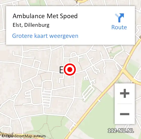 Locatie op kaart van de 112 melding: Ambulance Met Spoed Naar Elst, Dillenburg op 16 mei 2022 08:33