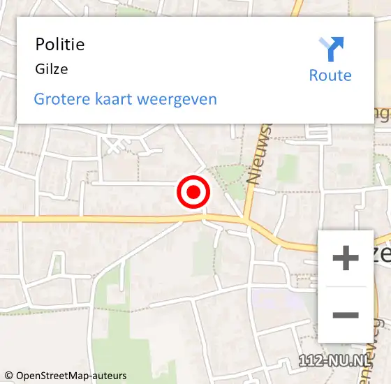 Locatie op kaart van de 112 melding: Politie Gilze op 16 mei 2022 08:36