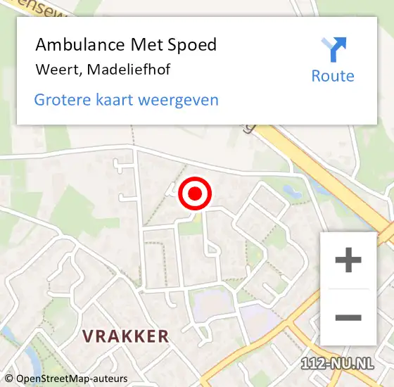 Locatie op kaart van de 112 melding: Ambulance Met Spoed Naar Weert, Madeliefhof op 16 mei 2022 08:41