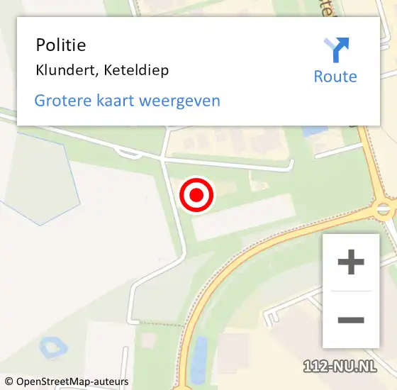 Locatie op kaart van de 112 melding: Politie Klundert, Keteldiep op 16 mei 2022 09:14