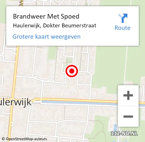 Locatie op kaart van de 112 melding: Brandweer Met Spoed Naar Haulerwijk, Dokter Beumerstraat op 16 mei 2022 09:31