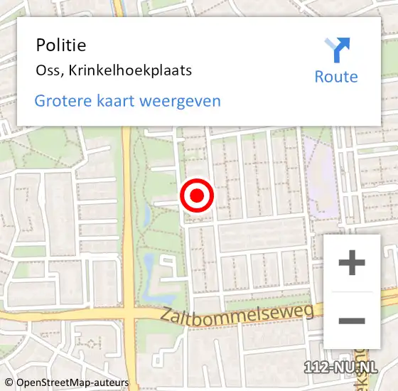 Locatie op kaart van de 112 melding: Politie Oss, Krinkelhoekplaats op 16 mei 2022 10:10