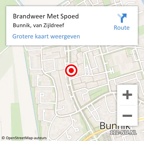 Locatie op kaart van de 112 melding: Brandweer Met Spoed Naar Bunnik, van Zijldreef op 16 mei 2022 10:20