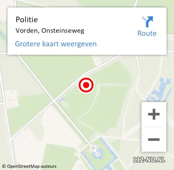 Locatie op kaart van de 112 melding: Politie Vorden, Onsteinseweg op 16 mei 2022 10:21