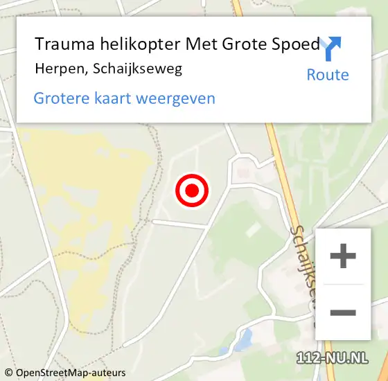 Locatie op kaart van de 112 melding: Trauma helikopter Met Grote Spoed Naar Herpen, Schaijkseweg op 16 mei 2022 10:26