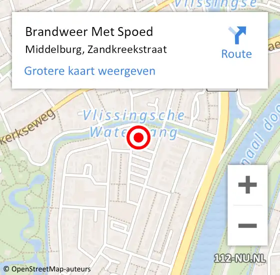 Locatie op kaart van de 112 melding: Brandweer Met Spoed Naar Middelburg, Zandkreekstraat op 16 mei 2022 10:53