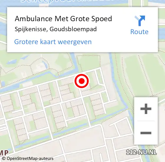 Locatie op kaart van de 112 melding: Ambulance Met Grote Spoed Naar Spijkenisse, Goudsbloempad op 16 mei 2022 11:02