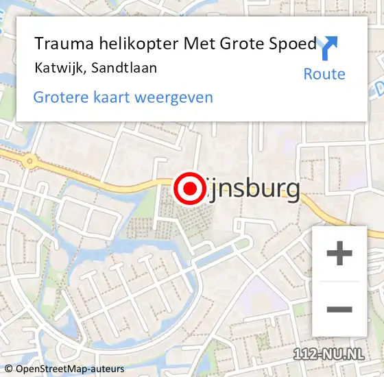 Locatie op kaart van de 112 melding: Trauma helikopter Met Grote Spoed Naar Katwijk, Sandtlaan op 16 mei 2022 11:13