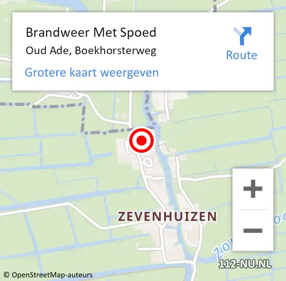 Locatie op kaart van de 112 melding: Brandweer Met Spoed Naar Oud Ade, Boekhorsterweg op 16 mei 2022 11:23