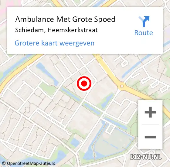 Locatie op kaart van de 112 melding: Ambulance Met Grote Spoed Naar Schiedam, Heemskerkstraat op 16 mei 2022 11:33